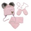 detska sada zimni cepice s salou rukavicky 3d teddy bear pudrove ruzova