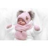 detska sada zimni cepice s salou rukavicky 3d teddy bear pudrove ruzova