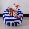 Bag toy storage organizer Kids Stuffed Animal Plush Toy Storage Bean Bag Soft Pouch Stripe Fabric B