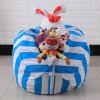 Bag toy storage organizer Kids Stuffed Animal Plush Toy Storage Bean Bag Soft Pouch Stripe Fabric Sky Blue