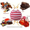 Bag toy storage organizer Kids Stuffed Animal Plush Toy Storage Bean Bag Soft Pouch Stripe Fabric Red