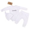 Z&Z 3-dílná soupravička body, tepláčky a čepička Loved - bílá (Velikost 50 (0-1m))