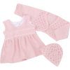 Z&Z 3-dílná pletená sada šatičky, bolérko a čepička - růžová (Velikost 68 (3-6m))