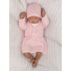 Z&Z 3-dílná pletená sada šatičky, bolérko a čepička - růžová (Velikost 68 (3-6m))