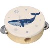 detska drevena tamburina velryba bila modra