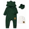 Rostoucí oteplený overál s čepičkou a botičkami, 3D - tm. zelený (Velikost 56/62 (0-3m))