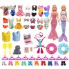 38 ks sada oblečků a doplňků pro Barbie panenku plavání a prázdniny
