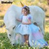 Christmas Fluffy Girl Princess Unicorn Dress Gorgeous Backless Long Tail Wedding Dress Kids Halloween Unicorn Cosplay 1