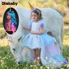 Christmas Fluffy Girl Princess Unicorn Dress Gorgeous Backless Long Tail Wedding Dress Kids Halloween Unicorn Cosplay 3