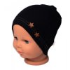 Baby Nellys Žebrovaná čepice Hvězdičky - černá (Velikost koj oblečení 68/74 (6-9m))