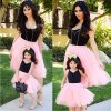 3 Mom and Daughter Dress Pink Patchwork Mesh Princess Dress Mother and daughter clothes Family Look Mother