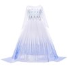 6 Girls Elsa Princess Dress Kids Flower Costume Set Snow Queen 2 Elza Children Birthday Halloween Party
