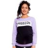 Be MaaMaa Těhotenská, kojící mikina Passion, lila-černá-bílá, vel. XS (Velikosti těh moda XS (32-34))