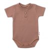 Baby Nellys Kojenecké žebrované body s knoflíčky kr. rukáv, Boy - hnědé, vel. 68 (Velikost koj oblečení 68 (3-6m))
