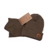 Baby Nellys Pletená čepice s šálou a rukavičky 3v1, STAR - hnědá (Velikost 56/62 (0-3m))