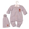 Baby Nellys 2-dílná sada Pletený overálek STAR + čepice Hand Made, béžový (Velikost 80/86 (12-18m))