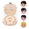 Spanish English Russian French color Colorful Wood Tooth Box Organizer Save Milk Teeth Wood Storage Collecting 7