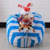 Bag toy storage organizer Kids Stuffed Animal Plush Toy Storage Bean Bag Soft Pouch Stripe Fabric Sky Blue
