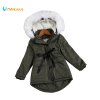 Korean Brand Girls Jackets Kids Faux Fur Collar Coat Children Winter Outwear 3 11 years old 3
