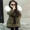 Korean Brand Girls Jackets Kids Faux Fur Collar Coat Children Winter Outwear 3 11 years old GREEN