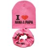 New Autumn Winter Baby Hat Set Boys Girls Neck Scarf Spring Warm Neckerchief Kids Beanies Sets Rose MAMA PAPA set