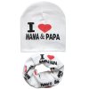 New Autumn Winter Baby Hat Set Boys Girls Neck Scarf Spring Warm Neckerchief Kids Beanies Sets White MAMA PAPA set