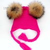 LAURASHOW New Autumn Winter Baby Beanie 16 CM Real Fur Pompoms Warm Sleep Wool Cap Kids natural pom (5)