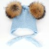 LAURASHOW New Autumn Winter Baby Beanie 16 CM Real Fur Pompoms Warm Sleep Wool Cap Kids natural pom (6)