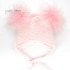 LAURASHOW New Autumn Winter Baby Beanie 16 CM Real Fur Pompoms Warm Sleep Wool Cap Kids pink pom