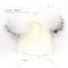 LAURASHOW New Autumn Winter Baby Beanie 16 CM Real Fur Pompoms Warm Sleep Wool Cap Kids white pom
