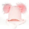 LAURASHOW New Autumn Winter Baby Beanie 16 CM Real Fur Pompoms Warm Sleep Wool Cap Kids 5