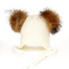 LAURASHOW New Autumn Winter Baby Beanie 16 CM Real Fur Pompoms Warm Sleep Wool Cap Kids natural pom (1)