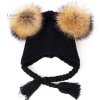 LAURASHOW New Autumn Winter Baby Beanie 16 CM Real Fur Pompoms Warm Sleep Wool Cap Kids natural pom (3)