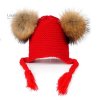 LAURASHOW New Autumn Winter Baby Beanie 16 CM Real Fur Pompoms Warm Sleep Wool Cap Kids natural pom (4)
