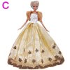 Handmade Wedding Dress Princess Evening Party Ball Long Gown Skirt Bridal Veil Clothes For Barbie Doll NO.C