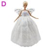 Handmade Wedding Dress Princess Evening Party Ball Long Gown Skirt Bridal Veil Clothes For Barbie Doll NO.D