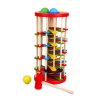 Wooden Tower with Hammer Knock The Ball Off Ladder Children Educational Initiation Toys Montessori Early Learning 3