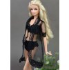 Doll Accessories Black Sexy Pajamas Lingerie Nightwear Lace Long Coat Night Wear Bra Underwear Clothes For black