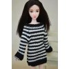 Pure Manual Doll Accessories Knitted Handmade Sweater Tops Coat Dress Clothes For Barbie Doll Gifts For black stripe
