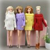 Pure Manual Doll Accessories Knitted Handmade Sweater Tops Coat Dress Clothes For Barbie Doll Gifts For 1