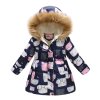 3 10Yrs Children s Thicken Winter Coat Girls Cute Printing Warm Coats Girl Winter Cotton Cartoon Blue Cat