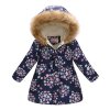 3 10Yrs Children s Thicken Winter Coat Girls Cute Printing Warm Coats Girl Winter Cotton Cartoon Blue snowflake