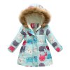 3 10Yrs Children s Thicken Winter Coat Girls Cute Printing Warm Coats Girl Winter Cotton Cartoon Light blue monster
