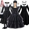 Addams Children Dress Movie Wednesday Costume for Girls Kids Halloween Carnival Cosplay Black Costume Party Dresses.jpg