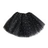 AZULARILLOJO Kids Baby Star Glitter Dance Tutu Skirt For Girl Sequin 3 Layers Tulle Toddler Pettiskirt black