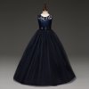5 14 Years Kids Dress for Girls Wedding Tulle Lace Long Girl Dress Elegant Princess Party Dark Purple