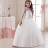 Fancy Flower Long Prom Gowns Teenagers Dresses for Girl Children Party Clothing Kids Evening Formal Dress white dress 1