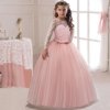 Fancy Flower Long Prom Gowns Teenagers Dresses for Girl Children Party Clothing Kids Evening Formal Dress Pink dress 1