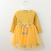 Bear Leader Girls Dress Pentagram Princess Dress Brand Girls Clothes Children Clothing European and American Style Yellow AZ1490
