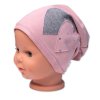 Dětská čepice bavlna, Srdíčka s kamínky, Baby Nellys, pudrová (Velikost 80/86 (12-18m))